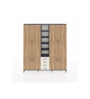 Arges Dolap 17 Raflı 4 Çekmeceli 8 Kapaklı 220x30x243 Antrasit-Çam/Aytaşı