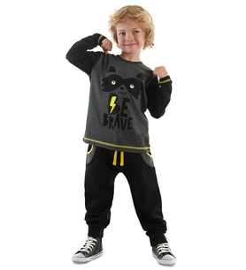 Be Brave Erkek Çocuk T-shirt Pantolon Takım (Siyah)