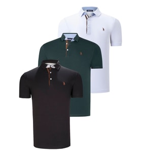 ÜÇLÜ SET T8582 DEWBERRY ERKEK T-SHIRT-SİYAH-BEYAZ-YEŞİL (Karışık)