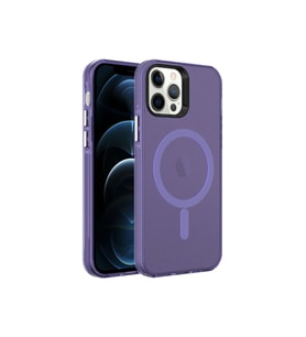 Apple iPhone 12 Pro Max Uyumlu Kılıf Zore M-safe Şarj Özellikli Buzlu Transparan C-Pro Sert Kapak (Siyah)