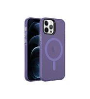 Apple iPhone 12 Pro Max Uyumlu Kılıf Zore M-safe Şarj Özellikli Buzlu Transparan C-Pro Sert Kapak (Siyah)