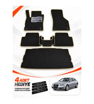 e-biz AUDİ A6 (2004-2008) Uyumlu EVA Oto Paspas Bagaj Paspası Dahil Metal Topukluklu Siyah-Bej