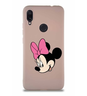 Xiaomi Redmi Note 7 Pro Soft Premier Kapak Minnie Mouse-B Tasarımlı Silikon Kılıf - Pudra (Şeffaf)