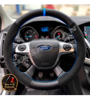 Ford C-Max Dikme Direksiyon Kılıfı Alcantara Süet Mat Karbon Mavi Yüzük ve Dikiş 2010-2019