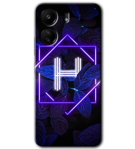 Xiaomi Redmi 13C Kılıf HD Desen Baskılı Kılıf - Dark Neon Yaprak H Harfi