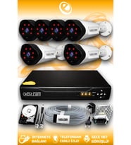 ELITCAM 6 Kameralı Uzay 6 Dış Kamera Set 1 TB HDD Full HD Gece Görüşlü Güvenlik Kamerası Sistemi