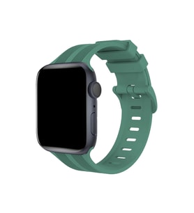 Uray store Apple Watch 38mm KR408 Çizgili Silikon Kordon - Yeşil