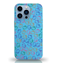 Apple iPhone 13 Pro Max Uyumlu Lansman Kılıf Hello Kitty Tasarımlı İçi Kadife Kapak-Mavi (Şeffaf)