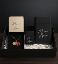 BK Gift Kişiye Özel İsimli Sigara Kutusu & Çakmak & Katlanır Makyaj Aynası & Kolye Hediye Seti , Hediye Kutulu Setler