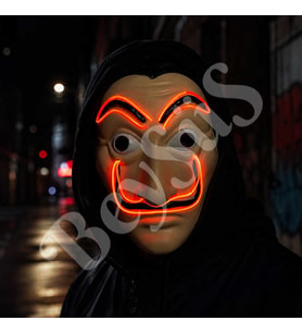 Cadılar Bayramı Işıklı Papel Maske Kırmızı