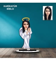 KİŞİYE ÖZEL KADIN MELEK TASARIMLI KARİKATÜR BİBLO B74