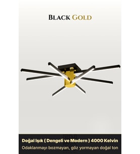 Nova 8 Gold LED Tavan Avize – Kumandalı Dim Edilebilir – Aşağı Işık