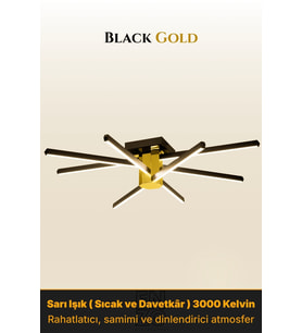 Nova 8 Gold LED Tavan Avize – Kumandalı Dim Edilebilir – Aşağı Işık