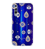 PrintiFy Honor 20 ile Uyumlu Nazar Boncuğu 5  Kamera Korumalı Şeffaf Silikon Kılıf