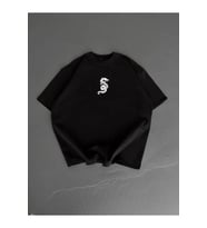 Baskılı Oversize Bisiklet Yaka T-shirt - Siyah