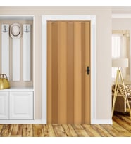 Faran Dekorasyon 160 x 215 Meşe Renk Camsız Pvc Akordiyon Katlanır Kapı - FRNAKMODEL-34