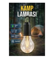 Şarjlı Retro LED Kamp Lambası – 3 Aydınlatma Modlu, Type-C Girişli ve Askı Kancalı
