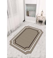 Bej Çerçeveli Kaymaz Tabanlı Lazer Kesim Halı RV313 - 100 x 160 cm