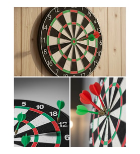 Mey İthalat® Kaliteli Ahşap Dart Tahtası 12 İnç 4 Adet Metal İğne Uçlu Ok
