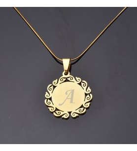 Desenli Harfli Kişiye Özel Kadın Çelik Kolye Takı Moda Aksesuar