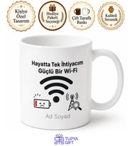 Wi-Fi Temalı Komik Baskılı Kupa Bardak Esprili Hediye Porselen Mug