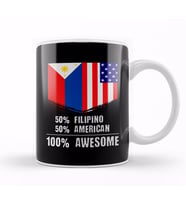 50% Filipino 50% American %100 Awesome Immigrant Kupa Bardak Porselen