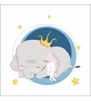 Uyuyan Fil ve Tavşan Sticker Duvar Sticker 30x30 CM