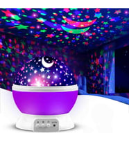 Wolawood Süper Star Projeksiyon Galaksi Lamba USB Kablolu, LED Işıklı, Pilli Dönen Renkli Nebula ve Ay Yıldız Efektli Gece Lambası, Vıp Dekoratif Projektör (Mor)