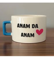 Anam Da Anam Baskılı Kadınlar Günü Mavi Kulplu C Fincan
