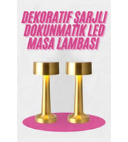Altın Rengi Masa ve Gece Lambası Dokunmatik Şarjlı Masa Lambası