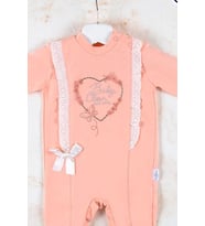Love Kalp Nakışlı % 100 Pamuk Kız Bebek Tulumu