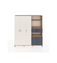 Hyperion Dolap 12 Raflı 4 Çekmeceli Tek Askılı 220x44x243 Çam-Aytaşı/Antrasit