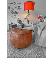 Hakiki Kuzu Derisi El Yapımı Bohem Puf Yer Minderi 60x40cm
