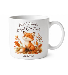 Tilki Figürlü Sevimli Tasarım Baskılı Kupa Bardak Hediye Porselen Mug
