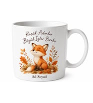Tilki Figürlü Sevimli Tasarım Baskılı Kupa Bardak Hediye Porselen Mug