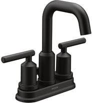 Moen Gibson Mat Siyah İki Saplı Orta Set Yüksek Ark Modern Banyo Musluğu, Tahliye Tertibatı Ile, 615