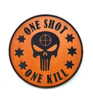 ONE SHOT ONE KILL KESKİN NİŞANCI Deri PEÇ - Arma - Askeri Patch (Taba)