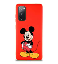 Samsung Galaxy S20 FE Soft Premier Kapak Mickey Mouse-E Tasarımlı Silikon Kılıf - Kırmızı (Şeffaf)