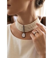 Zirkon Taşlı Su Damlası Sallantılı Choker Tasma İnci Kolye