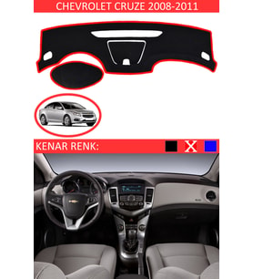 Chevrolet Cruze 2008-2011 İçin Uygun Torpido Koruma Halısı Siyah Kenar Renk Kırmızı