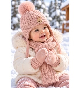 KİTTİ 26150-01 0-18 AY KIZ BEBEK ATKI BERE ELDİVEN SET