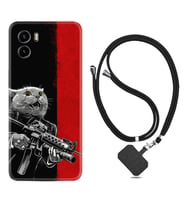 Vivo Y15S Y32 Y33S Y51 Y53S Kılıf Boyun Askılı Silikon Çılgın Kedi 1674