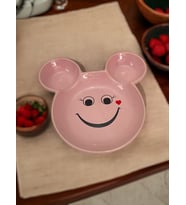 Eğlenceli Çocuk Gülen Yüz Emojili Mama, Yemek, Kahvaltı Ve Pasta Tabağı 1 Adet Pembe