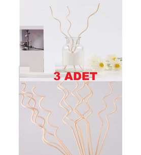 3 Adet Daalı Model Aromaterapi Dağıtıcı Rattan Sopa- Ev Dekor Şişe - Koku Yağı Ahşap Difüzör Çubuk