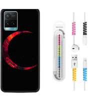 Vivo Y11S Y21S Y20 Y20S Y70 Kılıf Kablo Koruma Spiral Silikon Red Moons 1747
