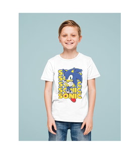 Tasarım Sonic Baskılı Unisex Çizgi Film Çocuk Tişört (1-12 Yaş)