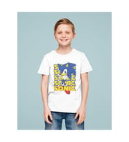 Tasarım Sonic Baskılı Unisex Çizgi Film Çocuk Tişört (1-12 Yaş)