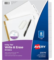 Avery Big Tab Ayırıcı, 8 Sekme, Yazılabilir Silinebilir, Beyaz, 48'Li Set