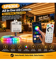 SP630E ve RB1 Pixel Şerit Led Denetleyici 5 Kanal RGBW+WW 5V-24V 12A Set Kumanda