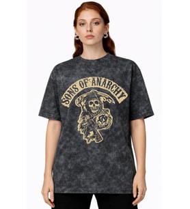 Tasarım Sons Of Anarchy Rock Metal Müzik Grubu Baskılı Unisex Oversize Vintage Yıkamalı Tişört